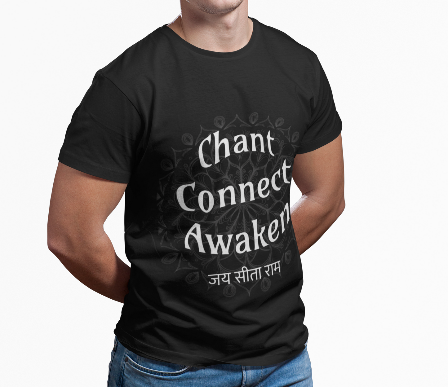 Chant Connect Awaken T-Shirt — Jai Shri Ram Spiritual Yoga Tee