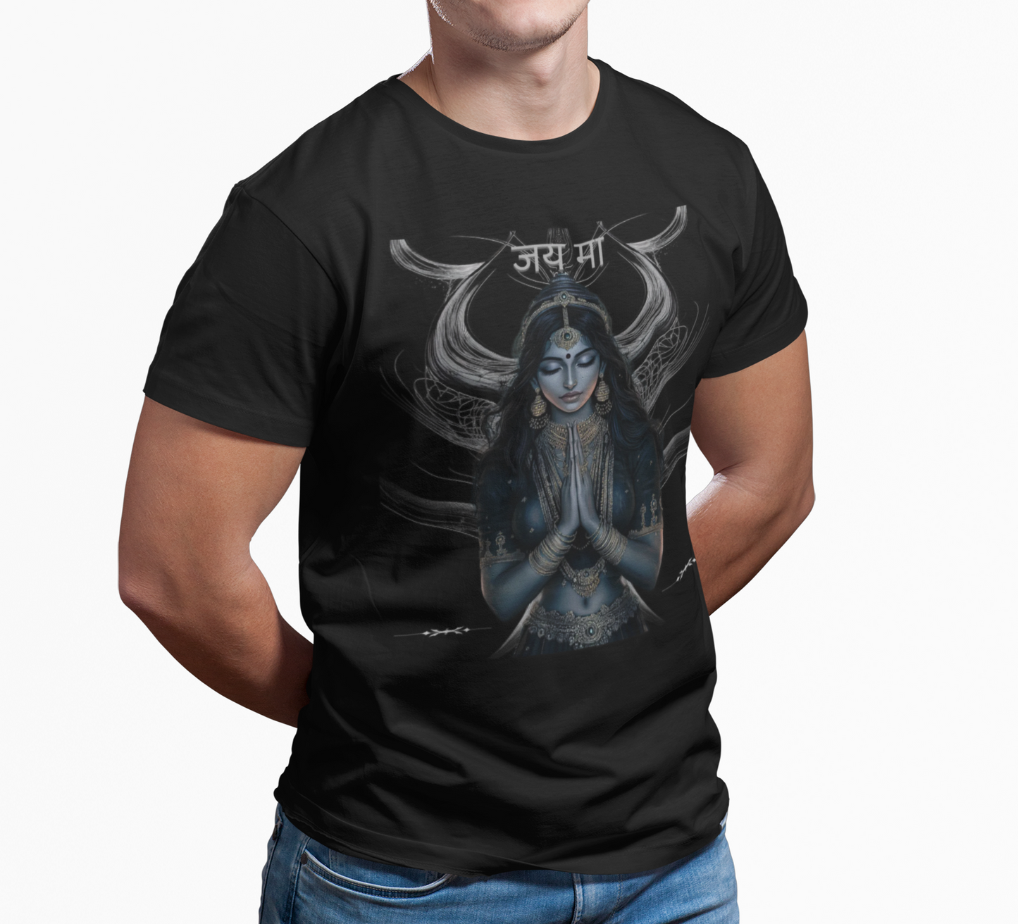 "Jai Ma"  T-Shirt with 'जय म' Spiritual Meditation Graphic