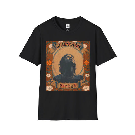 Charlotte Kirtan Retro Portrait T-Shirt — Vintage Floral Devotional Tee